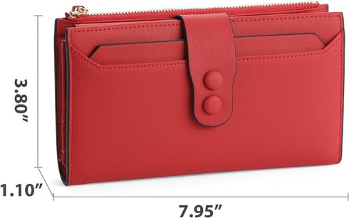 SENDFN Large Womens Wallet Genuine Leather RFID Blocking Multi Card Organizer Wristlet...