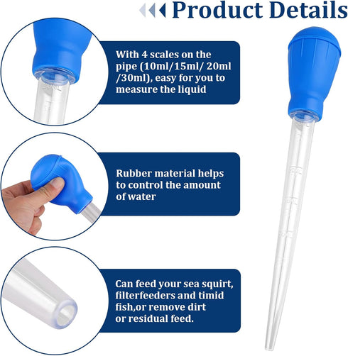 Manual Fish Tank Cleaner Water Changer Aquarium Dropper, 30ml Fish Tank Cleaning Waste Remover, Aquarium Clean Pipette Dropper, Mini Aquarium Grav...