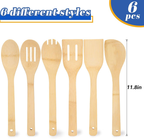 HANSGO 6PCS Bamboo Cooking Utensils, Bamboo Spatula Spoons Kitchen Cooking Utensils Set for Home Kitchen Housewarming Holiday Gift...