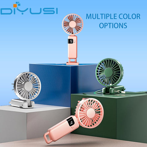 Portable Foldable Handheld Mini Fan, 2000mAh Rechargeable USB Battery, with Battery Level LED Display, Lady Travel Outdoor Special Eyelash Fan (Pi...