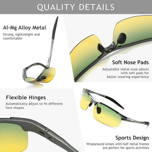 SUNGAIT Men's Polarized Sunglasses for Driving Fishing Golf Metal Frame UV400...