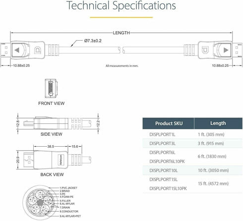 StarTech 3 ft DisplayPort Cable with Latches...