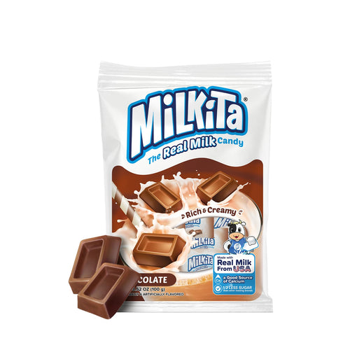 Milkita Creamy Shake Candy Bag, Gluten Free Chewy Candies with Calcium & Real Milk, Zero Trans Fat, Low-Sugar, Chocolate Flavor, 25 Pcs...