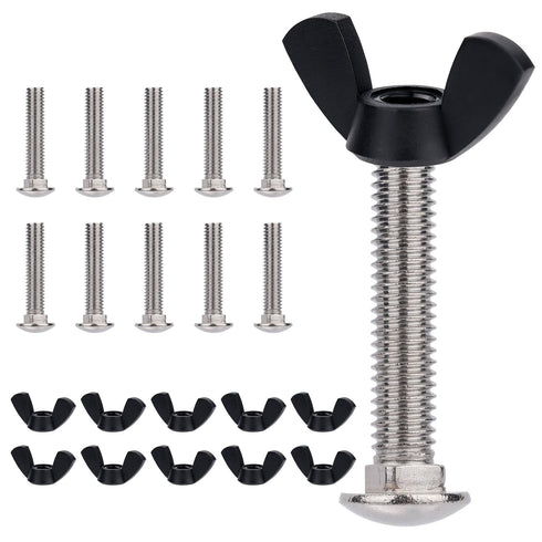 Pet Carrier Metal Fasteners, 10pcs M6 Stainless Steel Replacement Bolts and 10pcs Plastic Butterfly Nuts for Repairing Pet Boxes Pet Carrier Repla...