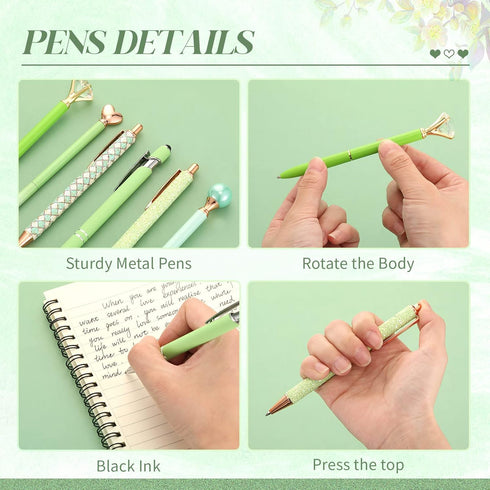 6 Pcs Ballpoint Pens Set Metal Crystal Diamond Pen for Journaling Glitter Pens Pretty Cute Pens Black Ink Fancy Pens Gifts for Women Girls Teacher...