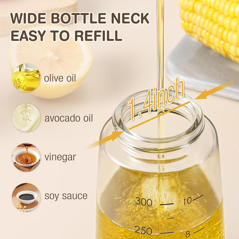 Vucchini Oil Dispenser Olive Oil Dispenser Bottle Set 10 oz for Kitchen Cooking - Auto Flip Condiment Container With Leakproof Vinegar Glass Cruet...