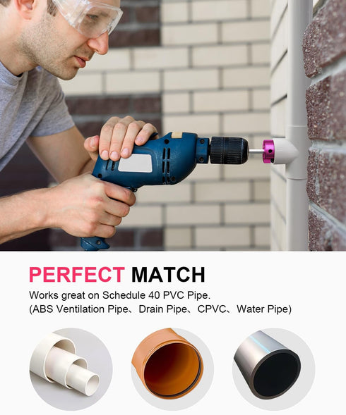 Kolvoii 1 Inch PVC Pipe Reamer, PVC Fitting Saver for SCH 40, Plastic Pipe Fitting Reamer, Pipe Reamer Suit for Water Lines, Drain Lines, Vent Lin...