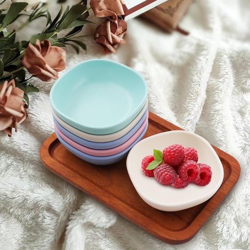 4.5 OZ 6 Psc Mini Wheat Straw Small Dessert Bowls, Unbreakable Dipping Saucers for Side Dishes, Snack Bowls, Small Bowls for Kitchen, Stacked Pinc...