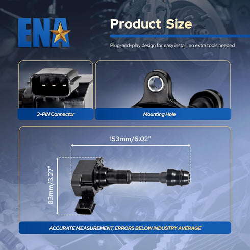 ENA Set of 1 Ignition Coil Pack Compatible with Nissan Infiniti Suzuki I35 QX4 Altima Frontier Maxima Murano NV1500 NV2500 NV3500 Quest 2002-2021 ...