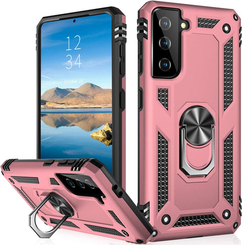 IKAZZ for Galaxy S21 Case,Military Grade Shockproof Heavy Duty Protective Phone Cover Pass 16ft Drop Test with Magnetic Kickstand Car Mount Holder...