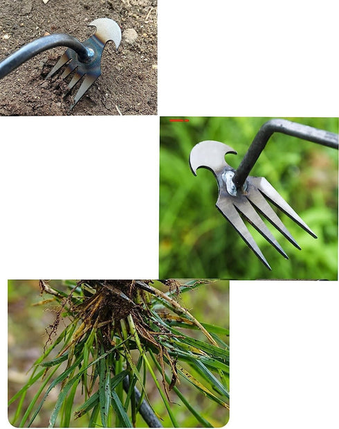 2023 New Weeding Artifact Uprooting Weeding Tool, Premium Manganese Steel Forged Weed Puller 4 Teeth Dual Purpose Weeder, Hand Weeder Tool for Gar...