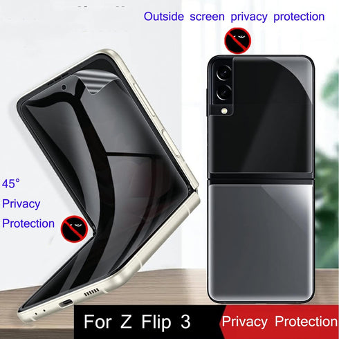 3 Pack Designed for Z Flip 3 Privacy Screen Protector,Anti-Peep 1PCS Outside Screen Protector+1PCS Inside Screen Protector+1PCS Side Protector Fil...