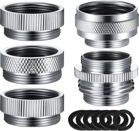 Faucet Adapter Kit, 5PCS Kitchen Sink Brass Aerator Adapter Set Male Female Sink Faucet Adapter for Garden Hose, Water Filter, Standard Hose via D...