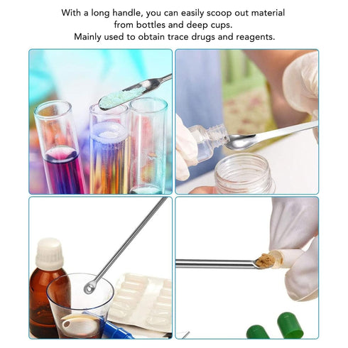 Laboratory Spatula, Stainless Steel Medicine Spoon Laboratory Scraper Stainless Steel Laboratory Scraper Mini Spoon Set for Trace Drugs, Lab Spatu...