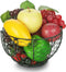 Round Wire Basket Black Fruit Basket Bowl Fruit Holder for Kitchen with Handle Black Home Storage for Vegetables, Snacks, Household Items Decor...