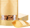 100 Pcs Resealable Stand Up kraft Paper Bags with Window for Packaging Products, Reusable Zip Lock Food Storage Pouch Bags (3.5" x 5.5")...
