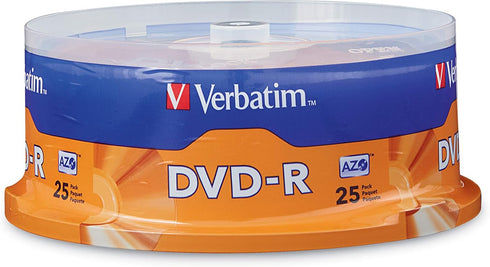 Verbatim DVD-R Blank Discs AZO Dye 4.7GB 16X Recordable Disc - 25 Pack Spindle,Silver...