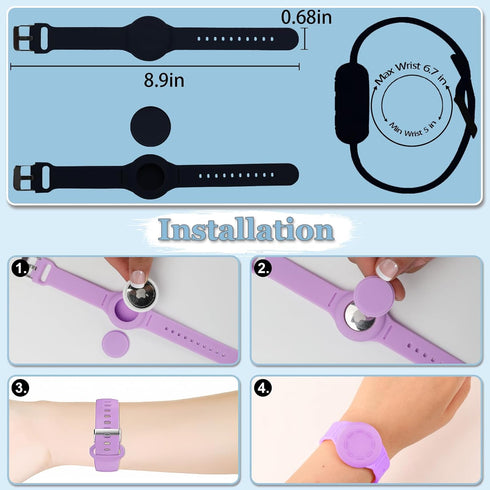 Waterproof Airtag Bracelet for Kids, Silicone Wristband Compatible with Apple Air Tag Hidden Holder Case, GPS Tracker Anti-Lost Adjustable Airtag ...