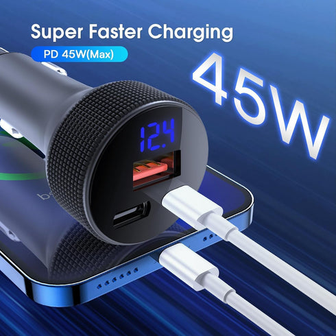 USB C Car Charger, GemCoo 108W Cigarette Lighter USB Charger LED Indicator Type C Charger Dual PD45W & QC3.0 Super Fast Charging, Compatible with ...