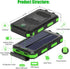 Solar Charger, 20000mAh Portable Outdoor Waterproof Solar Power Bank, Camping External Backup Battery Pack Dual 5V USB Ports Output, 2 Led Light F...