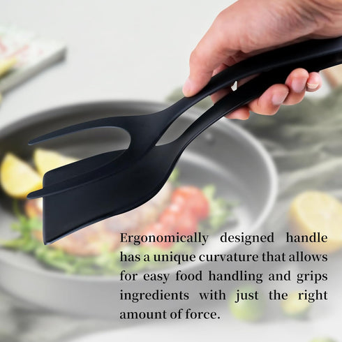 2 in 1 Spatula and Tongs Ultimate Egg Spatula Flipper and More High Temperature Resistant Nylon Omelette Spatula Grip, Flip, and Serve with Ease (...