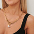 Mesovor Single Pearl Pendant Necklace for Women, 16K Gold Plated Paperclip Chain Necklace...