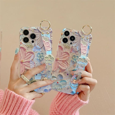 siduater Hand Strap Holder Case for 6.7" iPhone 13 Pro MAX with Kickstand, Wrist Strap Band Soft Aesthetic Design Cover, Adjustable Handle Grip Lo...