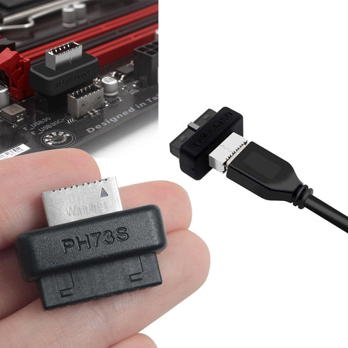 Motherboard USB3 19P20P to Type-E Adapter Front Panel Type C Integrated Molded Connector Pin Header Male Extension Adapter Front Panel Socket Blac...