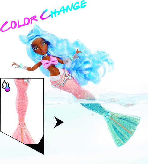 MERMAZE MERMAIDZ Color Change Shellnelle Mermaid Fashion Doll with Designer Outfit & Accessories, Stylish Hair & Sculpted Tail, Poseable, Multicol...