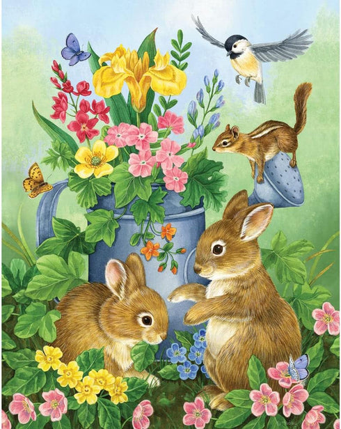 Bits and Pieces - 100 Piece Jigsaw Puzzle - A Touch of Spring by Artist Jane Maday - Cute Bunnies - 100 pc Jigsaw...