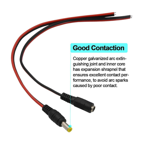 MILAPEAK (Real 18AWG 43x2pcs Copper Strands 20 Pairs DC Power Pigtail Cable, 12V 5A Male & Female Barrel Connectors for CCTV Security Camera and L...