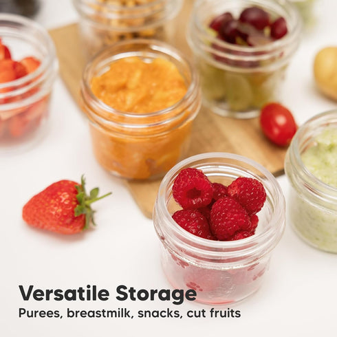 KeaBabies 12pk 4oz Glass Baby Food Containers - Leak-Proof, Microwavable Small Baby Glass Jars with Lids, Baby Food Storage Containers, Baby Snack...