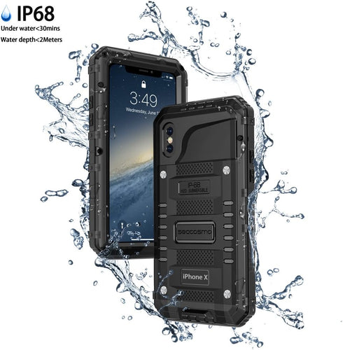 seacosmo Waterproof Case for iPhone X with Built-in Screen Protector, 360 Full Body Protective Cover, Military Grade Rugged Heavy Duty Shell, Shoc...