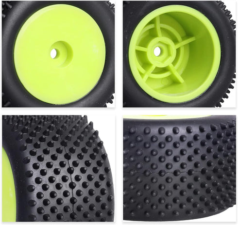 1/18 RC Buggy Rear Tires and Wheels Preglued for Wltoys 184011 A959 HSP 94815 94810 HPI Losi Mini T 2.0 1/18th Rail Buggy Model, 2PCS (Green)...