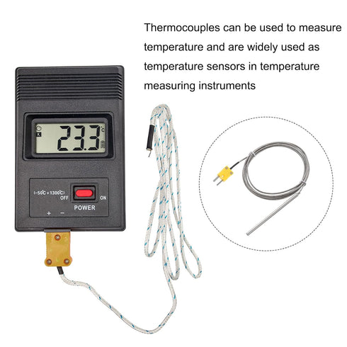 MECCANIXITY K Type Thermocouple with Plug, Meter Temperature Sensor Probe 0 to 600°C(32 to 1112°F) Stainless Steel, 5x100mm 6.6ft Wire...