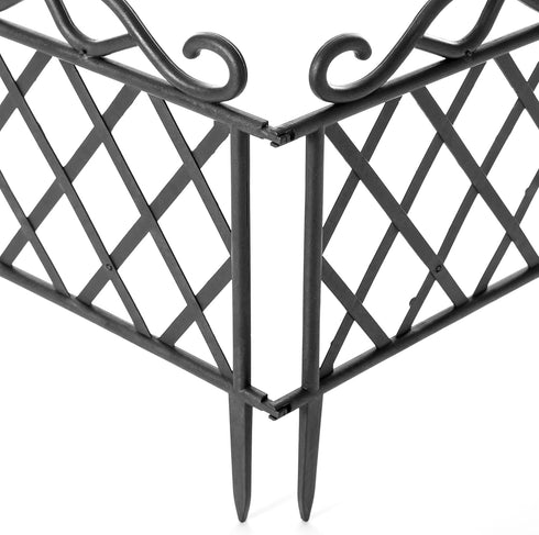 Plastic Garden Edging Border Fence, Flower Bed Barrier, Set of 3, Black...