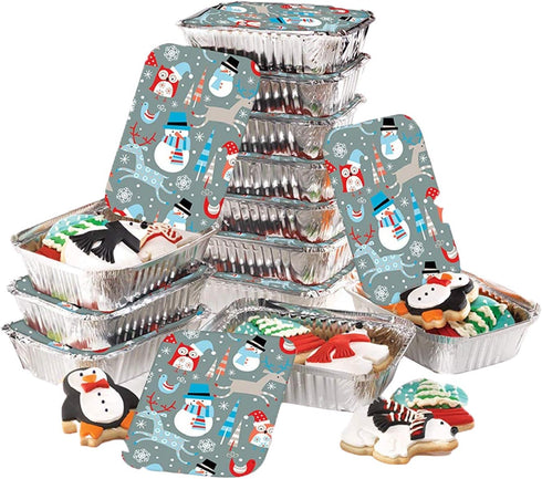 Gia's Kitchen Disposable Aluminum Pans with Lids, 24 Piece, Set of 12 - Heavy Duty Foil Pans with Lids Perfect for Leftovers, Holiday Treats, Gift...