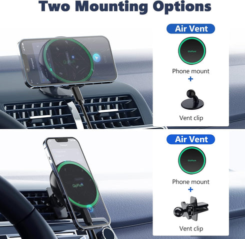 Magnetic Wireless Car Charger Mount Compatible with Magsafe iPhone 15/ iPhone 14/iPhone 13, Fast Charging Air Vent Magnet Accessories Car Phone Ho...