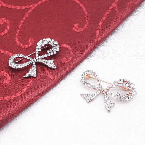 2-Piece Set Luxury Rhinestone Bow Brooch Hijab Pins for Wedding Bouquet Christmas Party Valentine's Day Gift for Women Men Bridal Wife Mom...