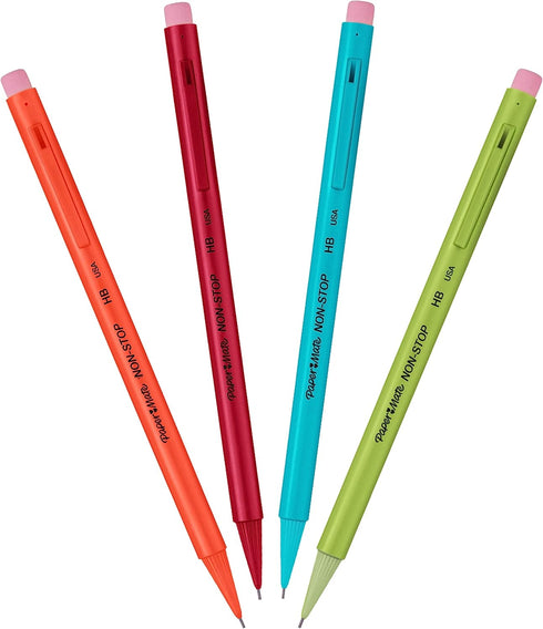Paper Mate Non-Stop Mechanical Pencil | 0.7mm | HB #2 | Assorted Neon Barrel Colours | 4 Count...