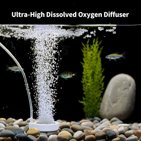 Fish Tank Air Stone, 2 Inch Nano Ultra-High Dissolved Oxygen Diffuser Bubbler, Make Super Tiny Bubbles for 2-30 Gall0n Hydroponics and Aquarium Fi...