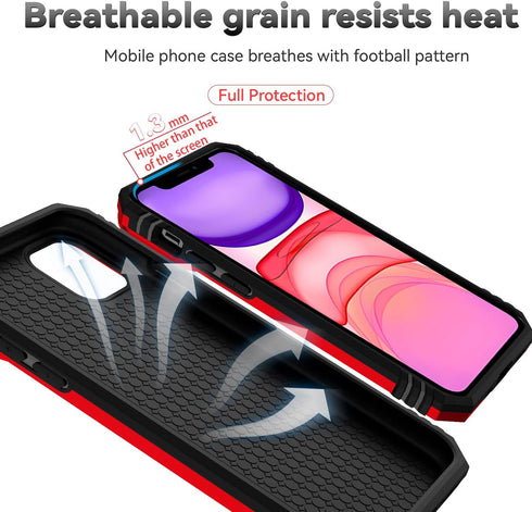 Hitaoyou iPhone 11 Pro Max Case: Military Grade Shockproof, Camera Cover, Kickstand, Magnetic Car Mount Holder - Red...