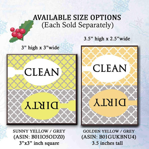 Clean Dirty Dishwasher Magnet Sign - Modern Elegant Moroccan Trellis Pattern - Yellow Gold Grey - 2.5 x 3.5 - Housewarming, Gag Gift Idea for Mom ...