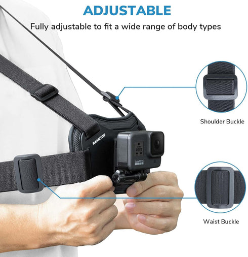 Sametop Chest Mount Harness Chesty Strap Compatible with GoPro Hero 12 11 10 9 8 7 6 5 Session AKASO DJI Osmo Action Cameras - Balance Stability a...