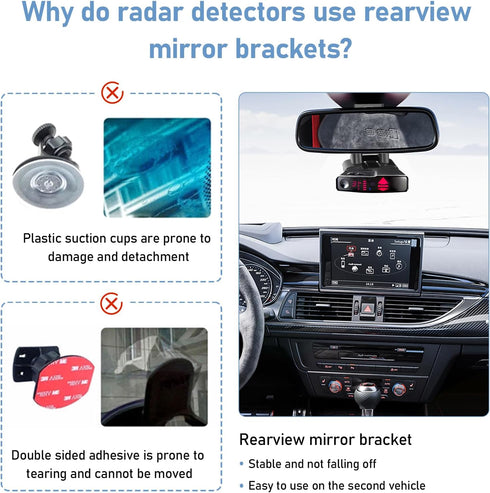 Radar Detector Mount, Car Radar Detector Rearview Mirror Rod Bracket, Compatible with Valentine V1 Radar Detector, Easy to Install (Upgraded Versi...
