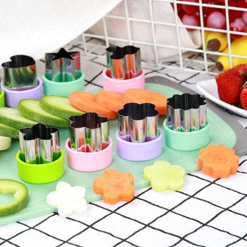 Vegetable Cutter Shapes Set (8 Pack) – 1.5" Stainless Steel Mini Cookie & Fruit Cutters for Kids, Bento Lunch, Sandwich, Fondant, Cheese, Baking &...