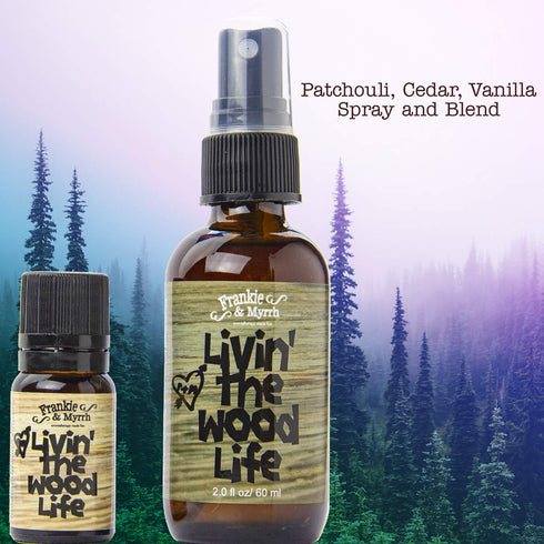 Frankie & Myrrh Livin' The Wood Life Aromatherapy Spray - Patchouli, Vanilla, Sandalwood, Cedar. Relaxation and Meditation Essential Oil Freshwate...