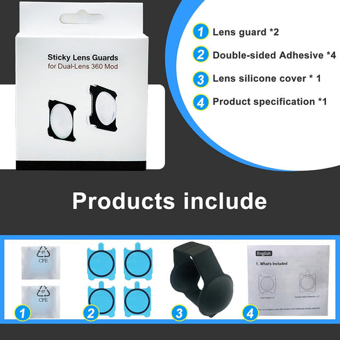 Lens Guards for Insta360 ONE RS/ONE R Accessories Case Sticky...