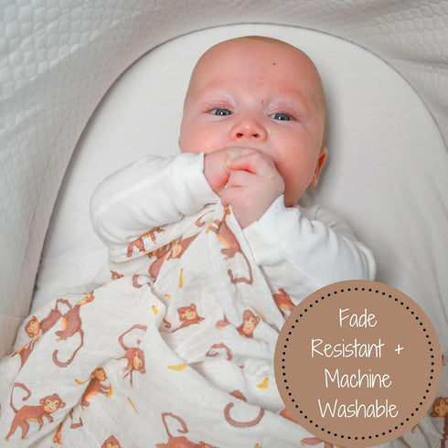 Swaddle Blanket | 100% Muslin Cotton | Gender Neutral Newborn and Baby Nursery Essentials for Girls and Boys, Registry | Monkey Print...