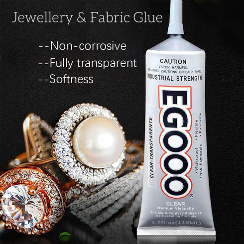 Super Glue for Clothes Garment Fabric & Metal, Clear Adhesive for DIY Costume with Jewelry Diamonds, Transparent Soft Sealant for Ceramic Leather ...